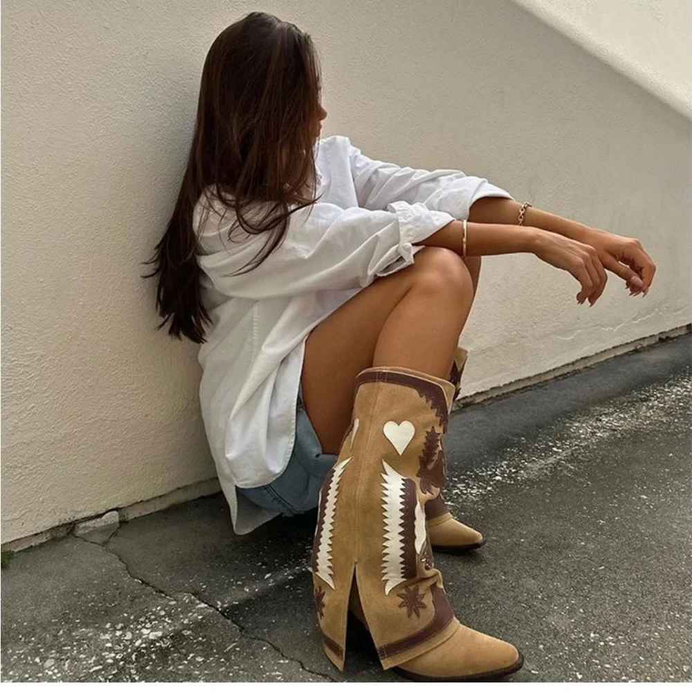 ZIGI Hungria Knee High Western Boot In Natural $400 gently used size 6